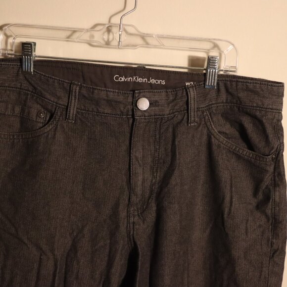 Calvin Klein Jeans light grey small fishbone design, long straight leg pants W34 - Picture 5 of 10